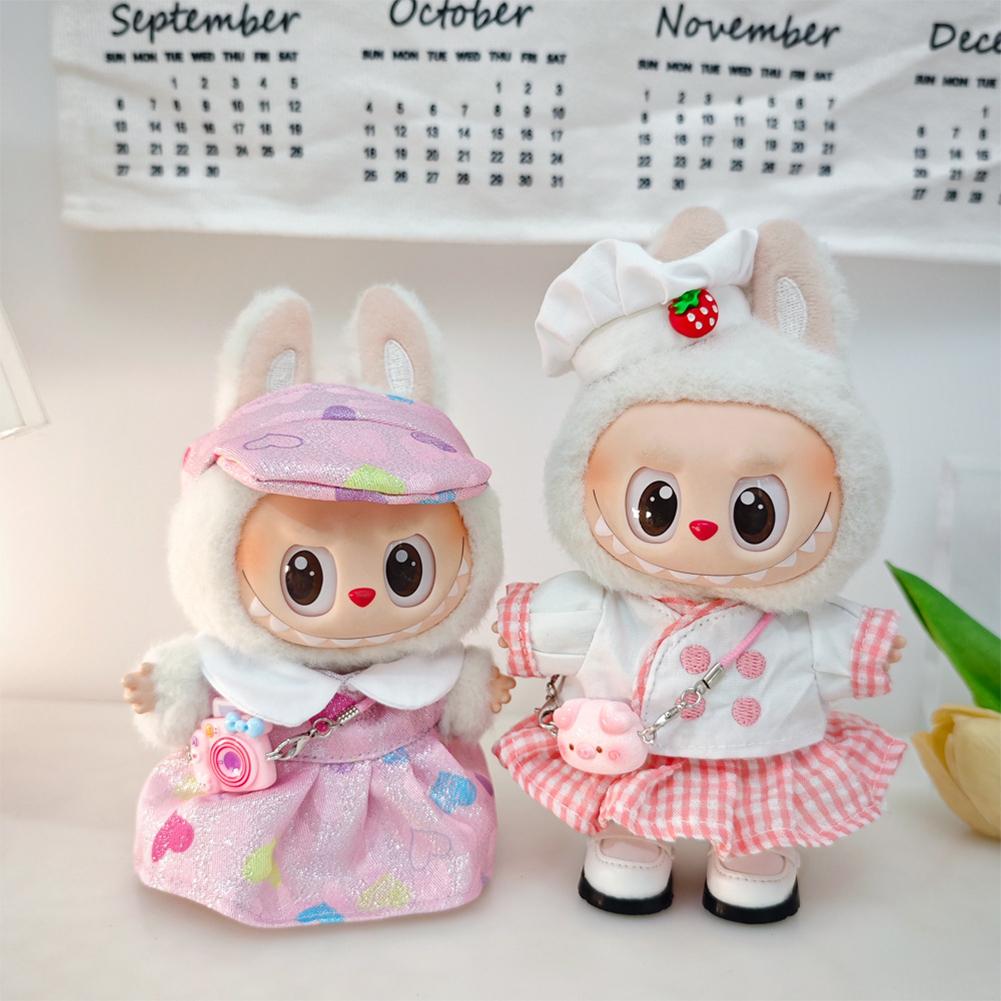 Miniature Colorful Heart Dress Set for 17cm Labubu Dolls Cute DIY Doll Clothes Fashion Accessories Lovely Outfit Gifts for Girls Friends