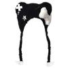 Bear Ear Knitted Hat Punk Crossed Winter Hat Soft Furry Knitted Snow Hat for Women Outdoor Activity Travel