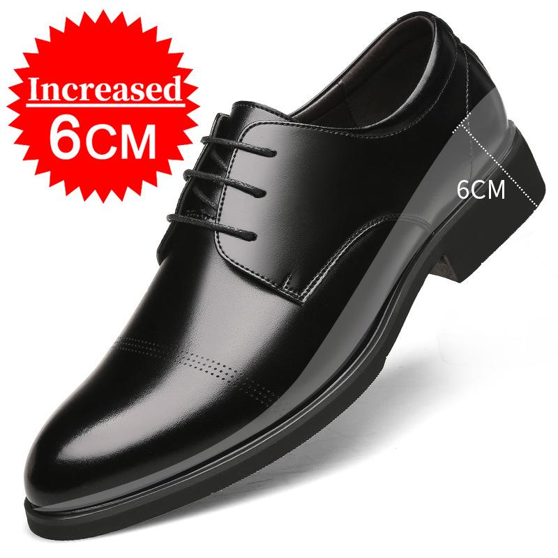 Fashion Elevator Shoes Men's Dress Shoes Black Leather Men Heighten Formal Shoes Casual Business Men Suit Shoes Large Size 37-46