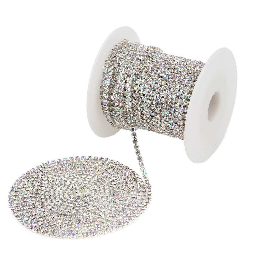 1pcs Ideal 10 Yards Rhinestone Trim 2.5mm AB Color Crystal Rhinestone Chain Rhinestone Cup Chain For DIY Crafts