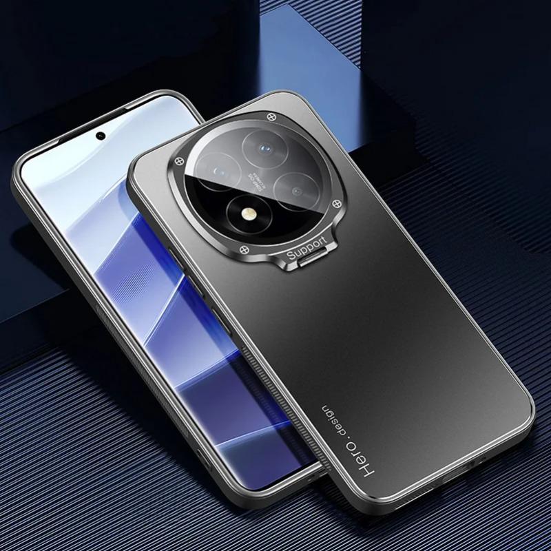 For Redmi Note 14 Pro Plus 14pro Metal Lens Camera Holder Cover for Redmi Note14 Pro+ Shockproof Matte Protection Kickstand Case