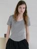 Elssibeui Scoop Neck Rib Knit Top_Gray