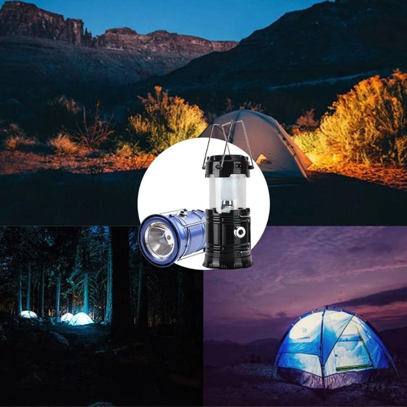 Solar Portable LED Lantern Telescopic Flashlight USB Rechargeable Torch Tent Lamp Outdoor Camping Emergency Work Light