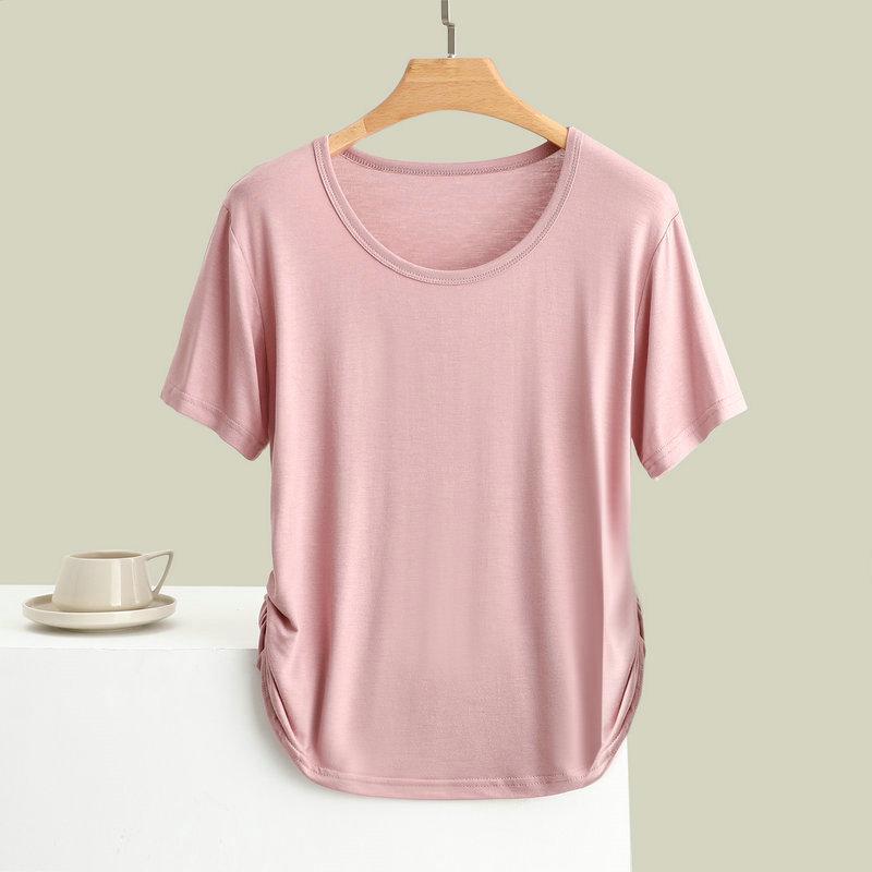 Damen Slim-Fit Modal Kurzarm T-Shirt - Vielseitiges, Bequemes, Rundhals Freizeit-Oberteil für Yoga und Tanz