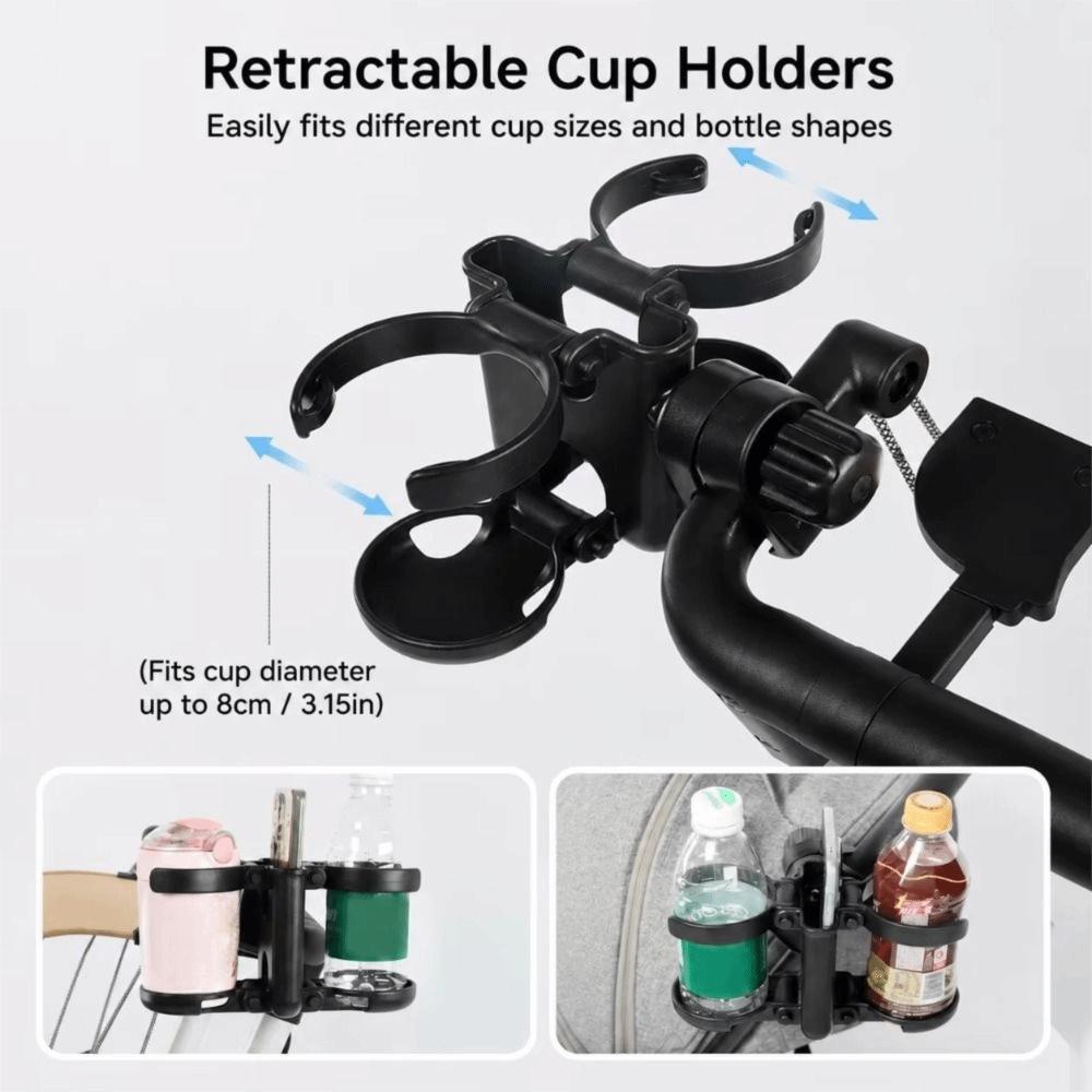 Double Cup Stroller Cup Holder 3 In 1 Drink Rack Lightweight Pram Phone Mount Parent Use