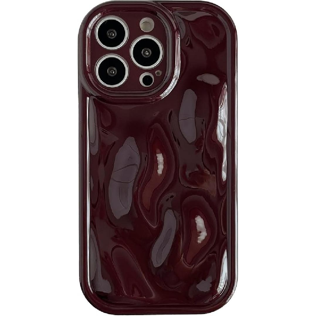 Caseative for iPhone 13 Pro Case, Water Ripple Wave Meteorite Bubble Pattern Chrome Plating Soft Compatible with iPhone Case (Wine Red,iPhone 13 Pro) вино красного