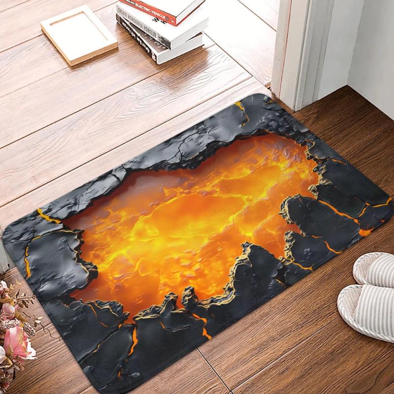 Realistic 3D Trap Hole Stone Brick Pattern Door Mat, Non-Slip Indoor Outdoor Welcome Rug for Kitchen Front Entrance Floor