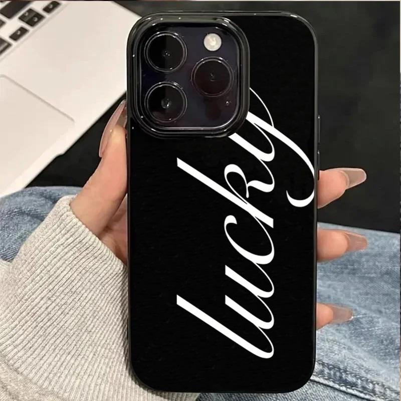Minimalist English Lucky Pattern Phone Case For iPhone 17 16 Pro Max 15 14 13 12 11 Pro Max 16E 17 Air XR XS 7 8 Plus Soft Cover