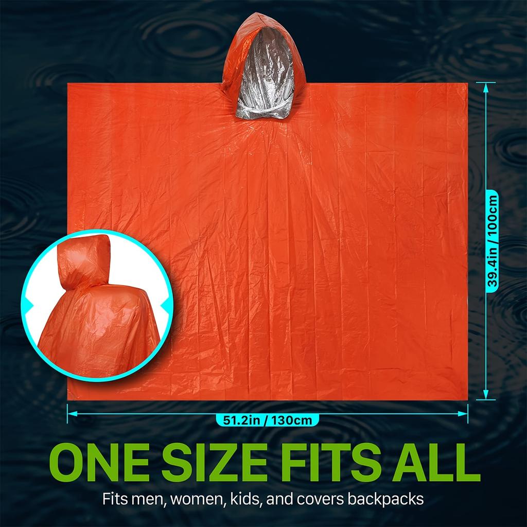 9Pcs Emergency Survival Kit Includes Thermal Bivvy Bag, Poncho, Tent, Whistles & Storage Bags. Heat-Retaining Design For Camping