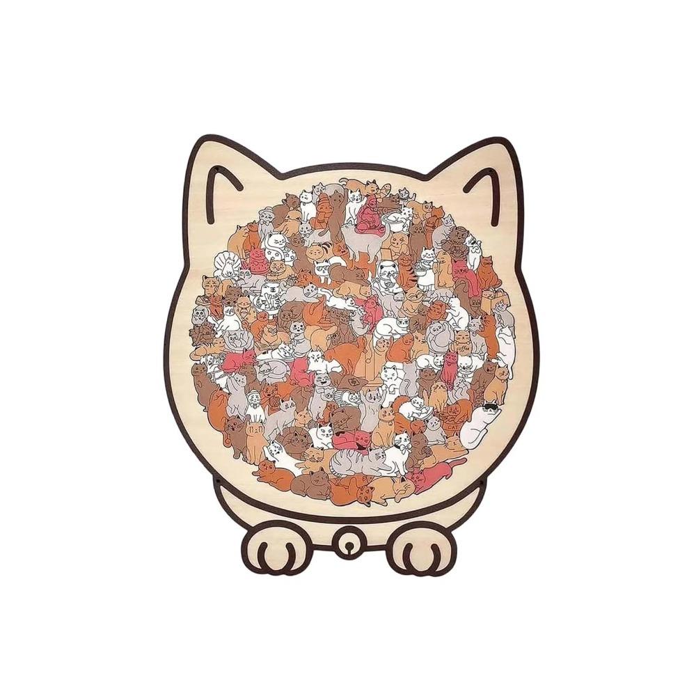 

Cute Kitten Cat-shaped Jigsaw Animal Puzzle Unique Irregular Puzzle Cat Wooden Puzzle For Adults Style 3