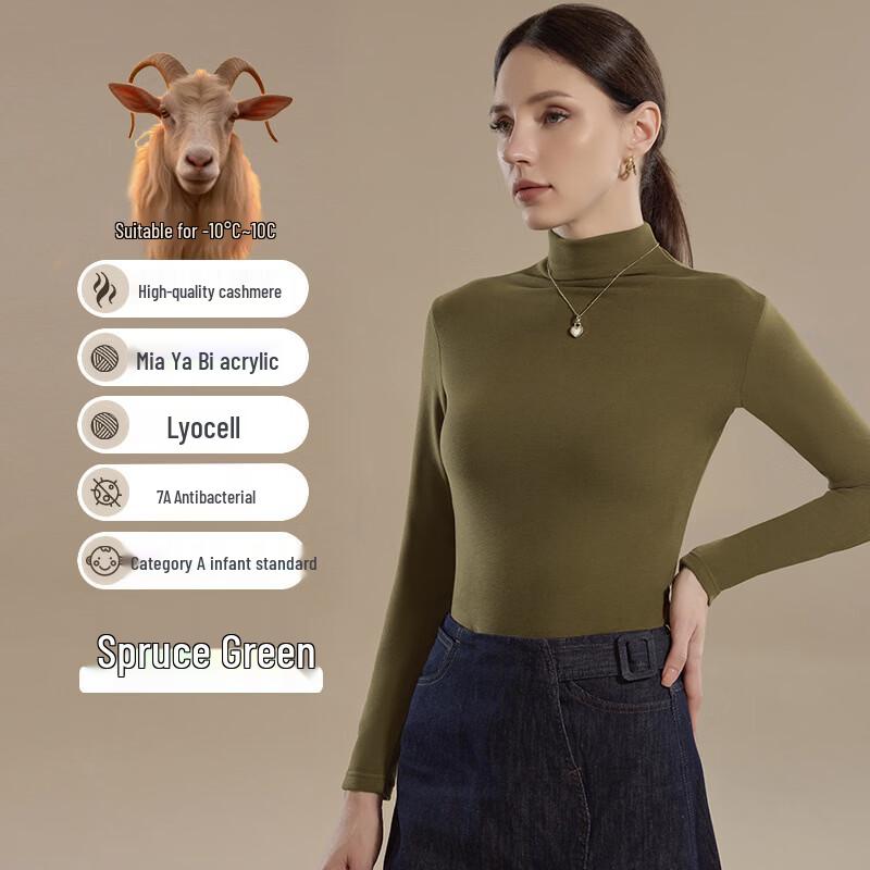 Han Mian Jiang Women s Slim-Fit Turtleneck Long-Sleeve Base Layer Top M