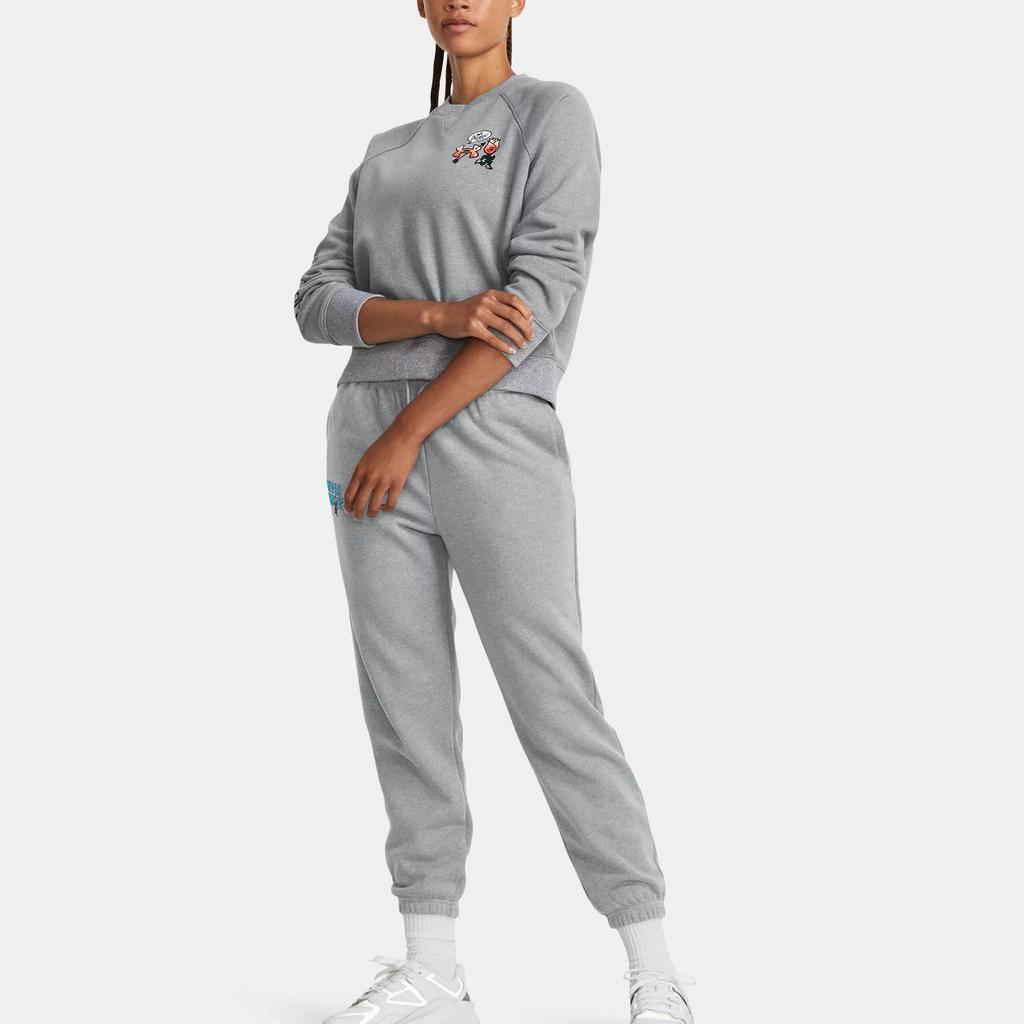 Under Armour Letter Print Crew Neck Long Sleeve Sweatshirt Women sweatshirt Gray 1379833-011