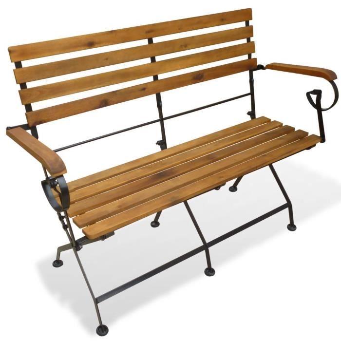 Foldable Bench - vidaXL - 112 Cm - Acacia Wood - Weather-resistant - Classic Design