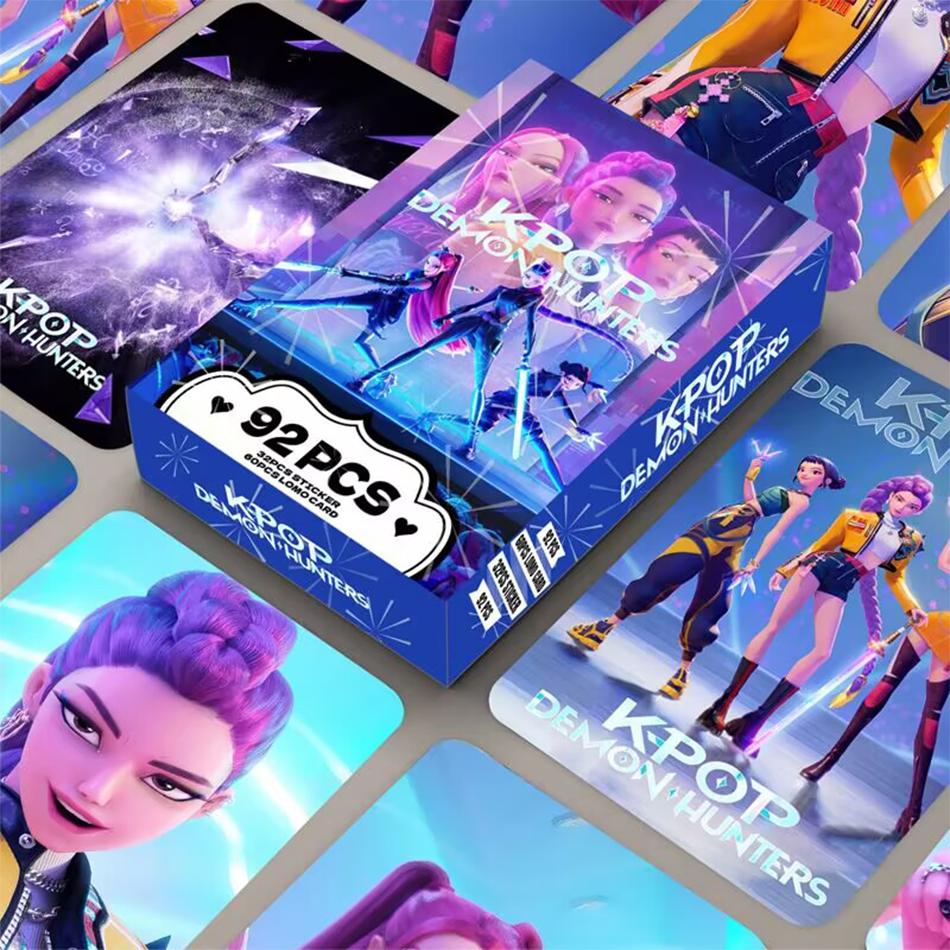 K-POP Demon Hunter Girl Group Holographic Trading Cards Set - 30/92-Piece Anime Collectible LOMO Cards K-POP Fans Gifts