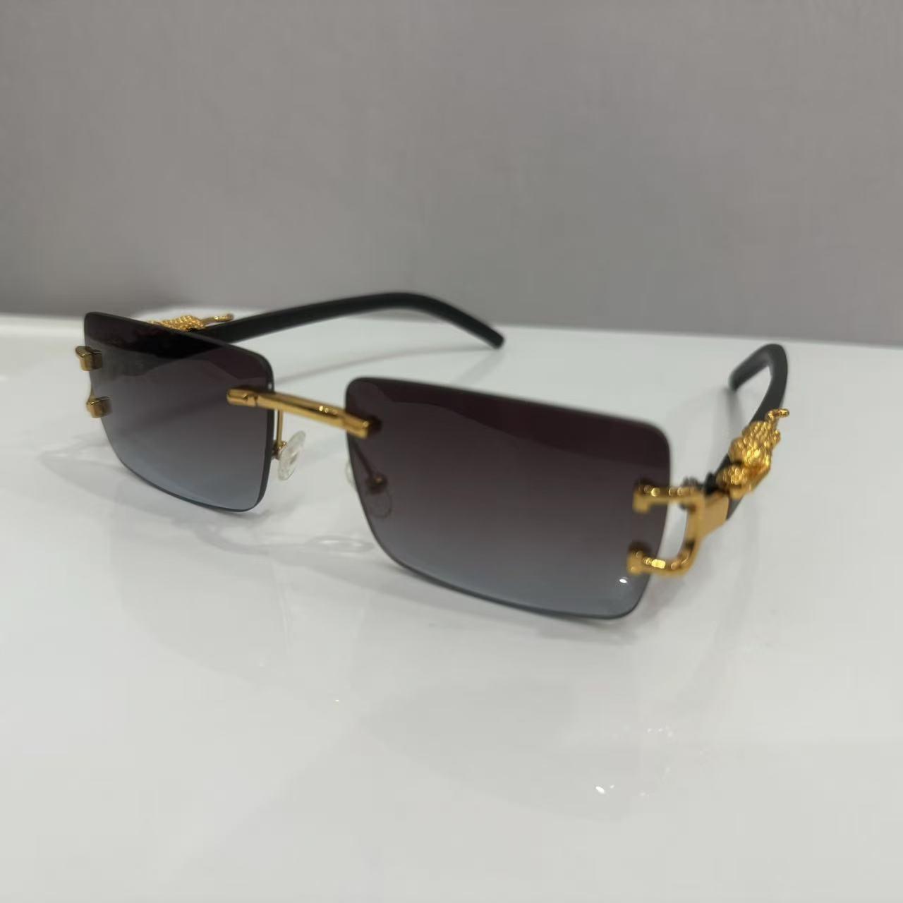 

Стильные безободковые солнцезащитные очки с леопардовой дужкой 2023 года для мужчин и женщин Regular