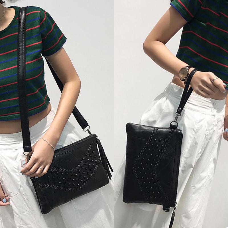 Buy Yogodlns Tassel Women Clutch Rivet Fringed Handbags Female Messenger Crossbody Bag Day