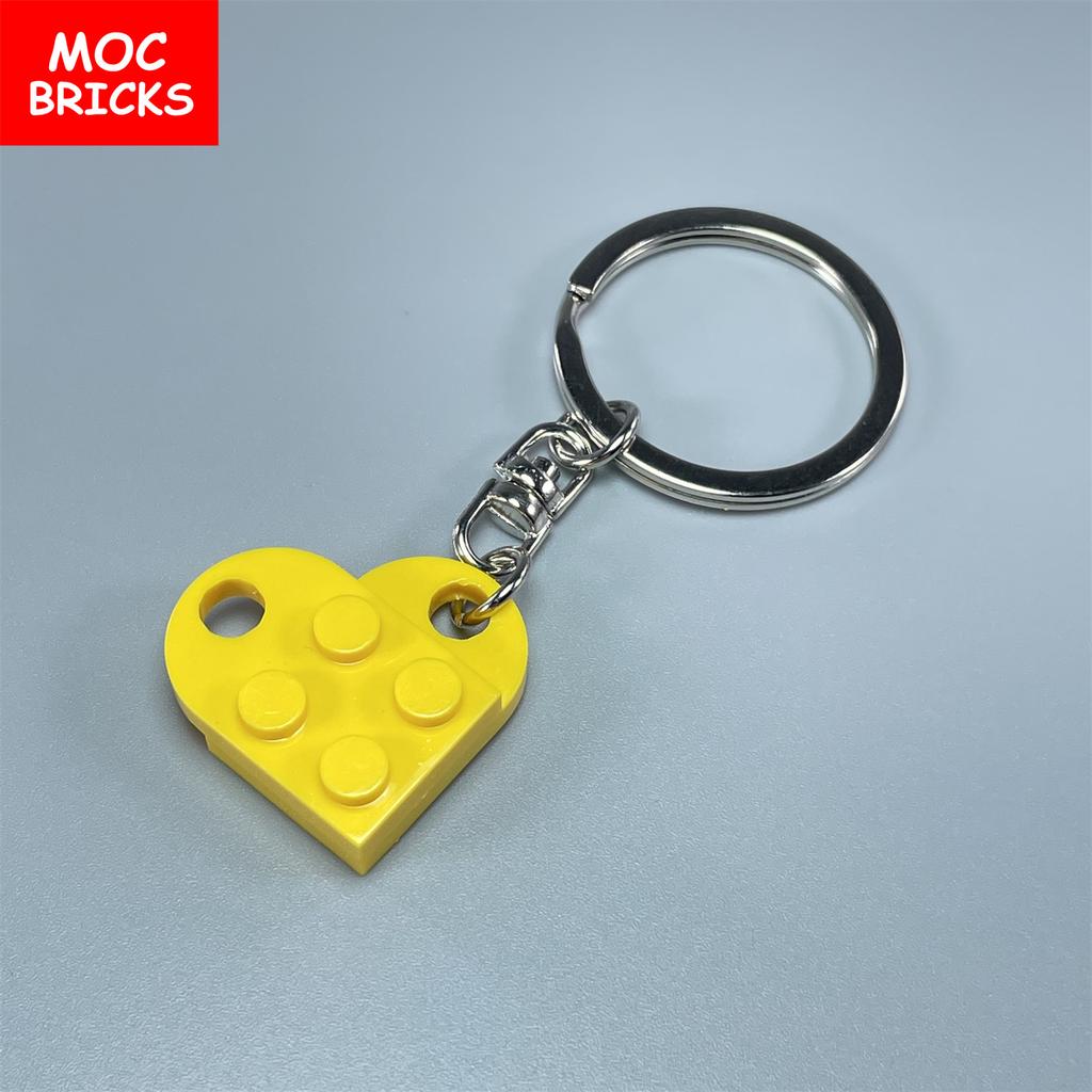 Non-Toxic Moc Bricks Heart Key Chain Plate Modified 2X3 With Hole 3176 Coupling Love Thanksgiving Educational Building Block Lovers Gift