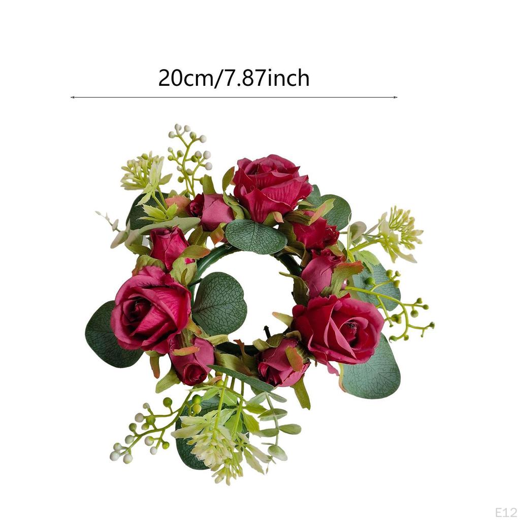 Pierścień na świecę Wieniec ze sztucznych kwiatów Dekoracyjny świecznik Świecznik