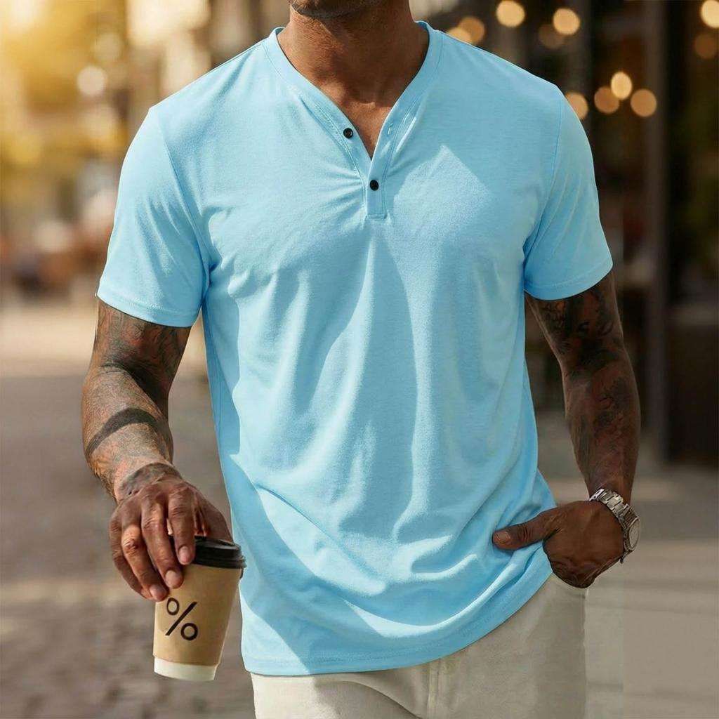 Men's New Lightweight Breathable Fashion V-neck Daily Basic Casual Sports T-shirt