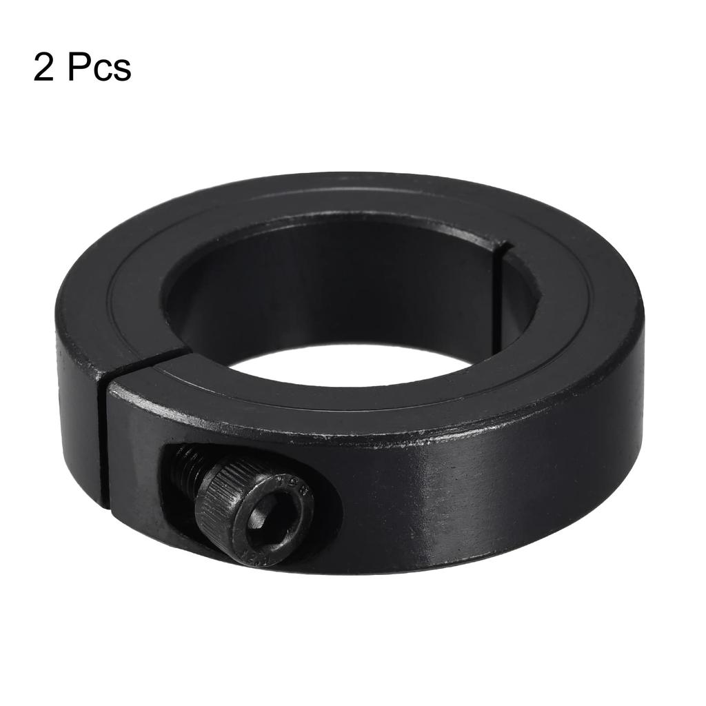 Uxcell Colliers d'arbre, à fente unique, Colliers de serrage en acier au carbone avec vis de serrage, Diamètre intérieur 35 mm, Noir, 2 pièces