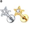 1PC Titanium Zircon Labret Piercings Lip Rings Gold Color CZ Cartilage Helix Lobe Conch Earring Stud Piercings Women Jewelry 16G