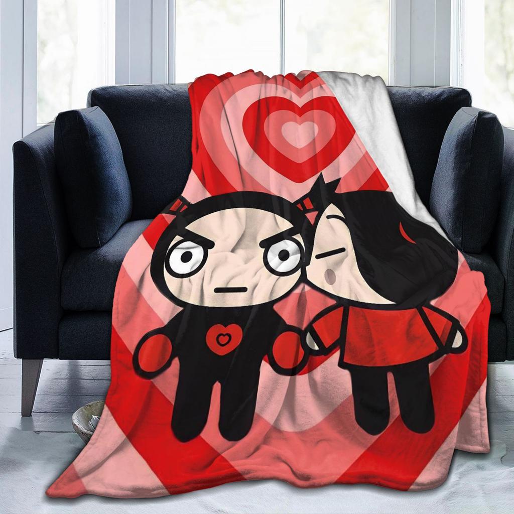 Cute P-Pucca Anime Blankets Velvet Summer Breathable Super Warm Throw Blankets for Home Outdoor Rug Piece