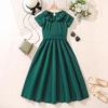 Sommer Retro Patchwork Ärmel Prinzessinnenkleid für Mädchen - Einfarbige