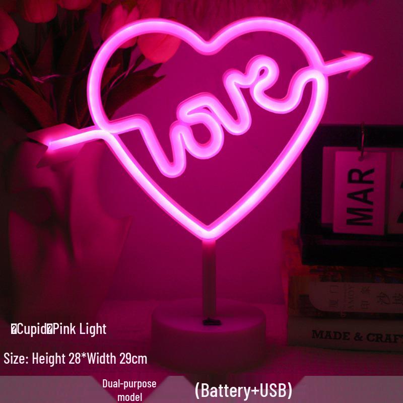 Korean Style Flamingo LED Neon Night Light - Decorative Christmas Fairy Accent with Round Base