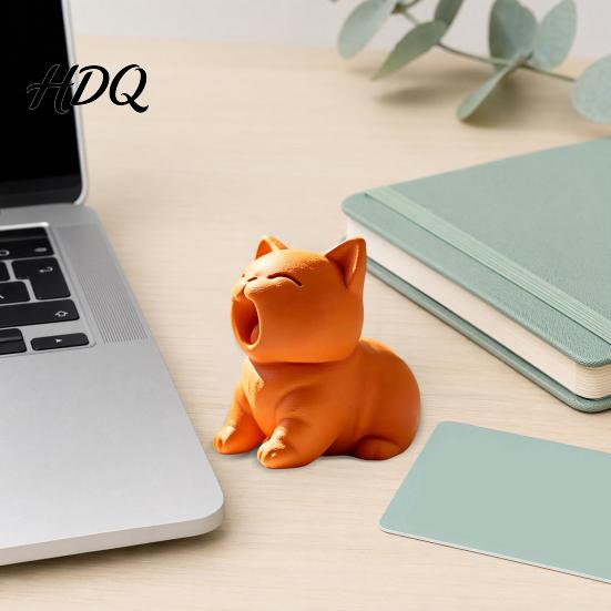 Kawaii Cat Tabletop Decoration 3D Printed Figurine Cute Screaming Ornament Creative Chibi Kitten Desk Statue Sculpture Desktop for Home Office Decor
