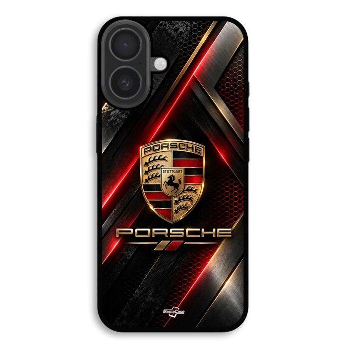 Hülle Für iPhone 18 Porsche Logo Gold Schwarz Rot Design auto Sport Luxus Maniacase schwarz