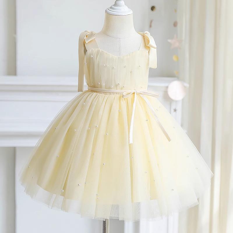Summer Baby Girls Party Dress Kids Bow Fluffy Tutu Gown Flower Girls Blue Dresses Wedding