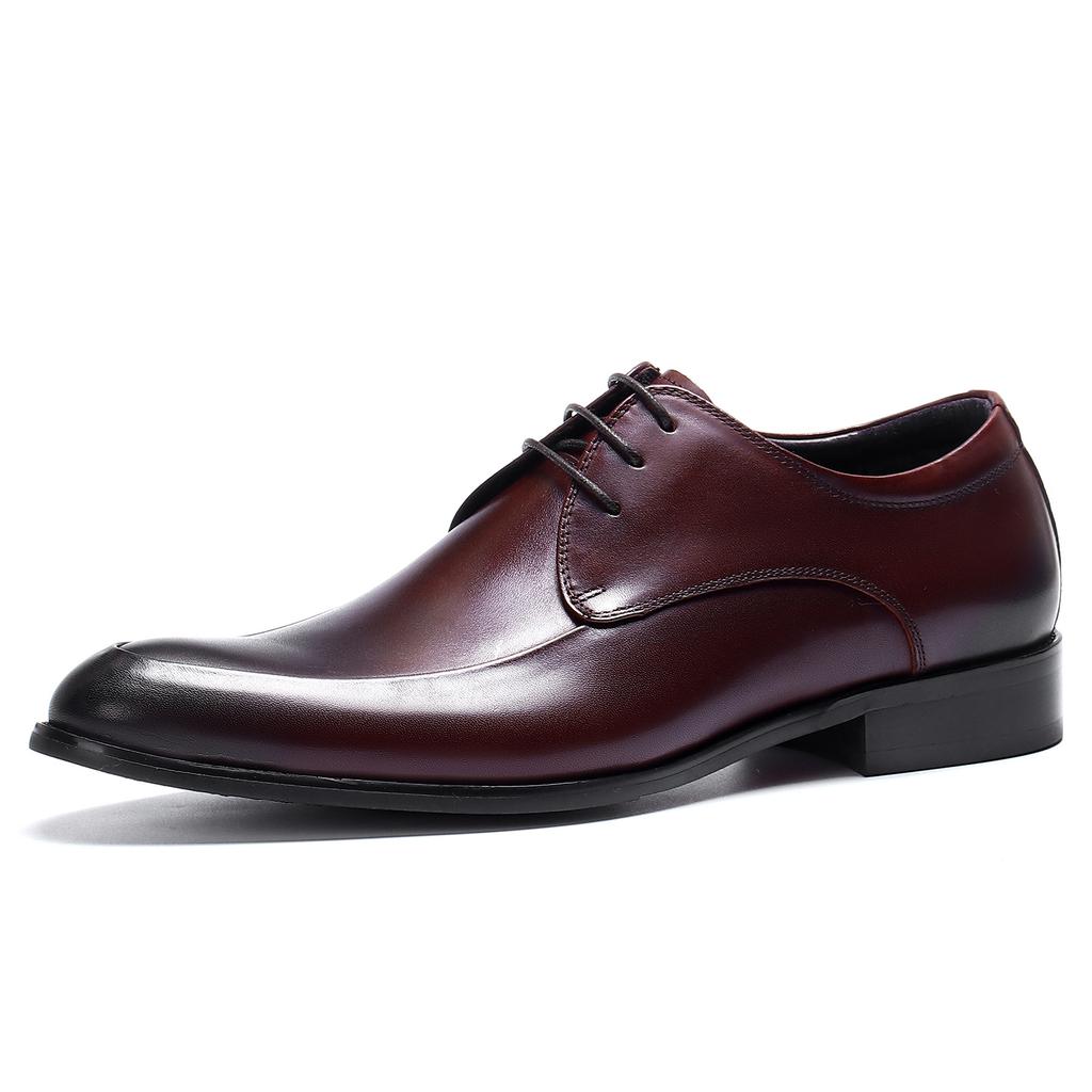 Men'S Leather Business Leather Shoes Lace-Up Low-Top Pointed Wedding Shoes Men'S Formal Single Shoes