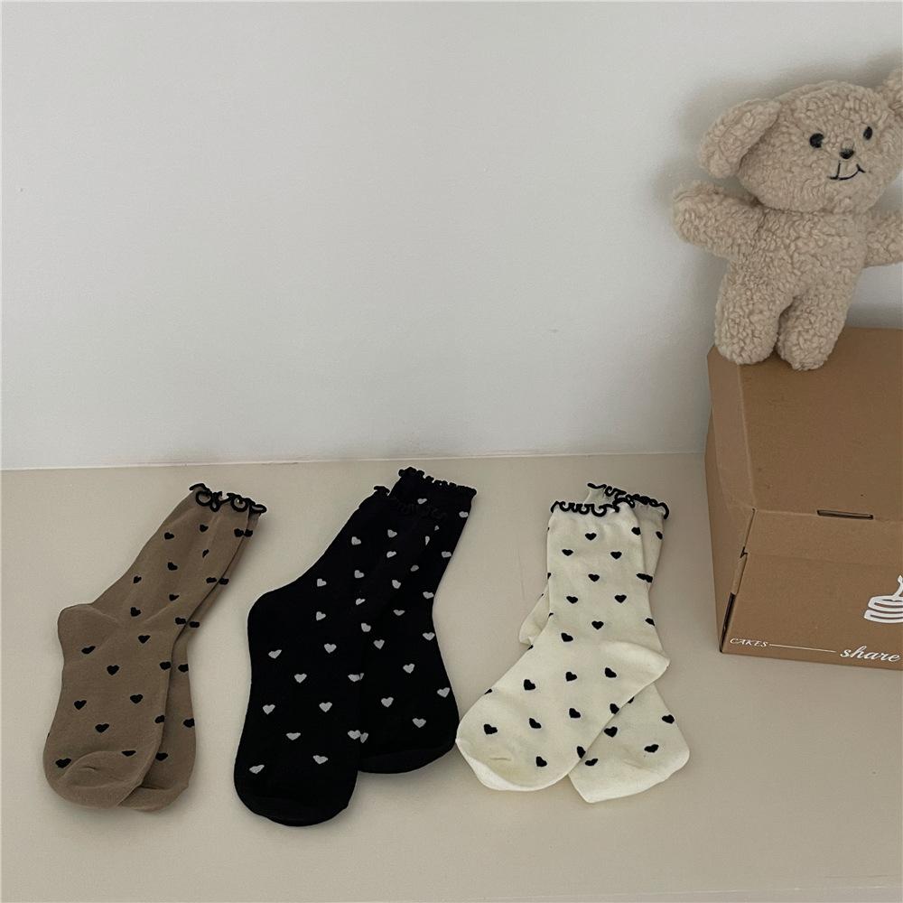 Ladies Autumn and Winter New Sweet Wooden Ear Side Love In The Tube Pile Socks