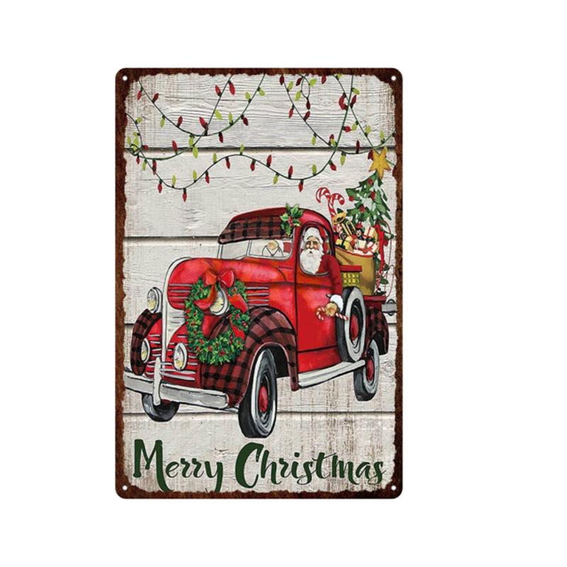 Christmas Santa Claus Pet Dog & Cat Tin Sign Wall Art Painting Vintage Decor Poster Metal Signs Bar Cafe Pet Store Home Decor