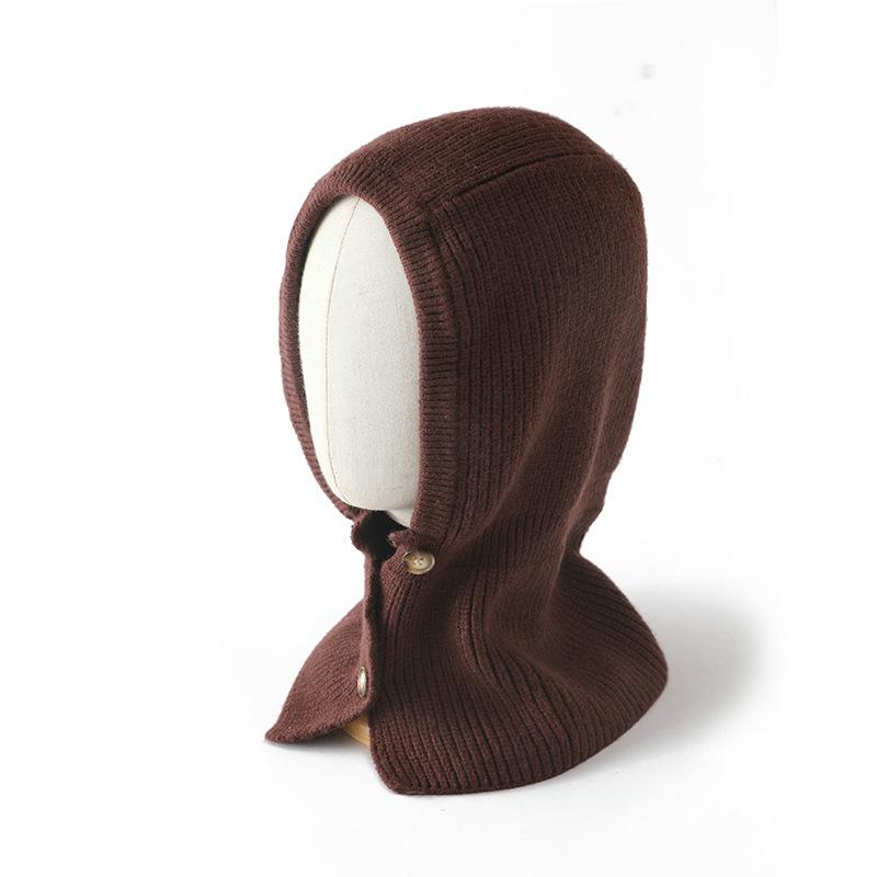 Winter Skullies Beanies Hat Buttons Bib Men Warm Windproof Cap Women Wool Scarf Caps Balaclava Mask Gorras Bonnet Knitted Hats