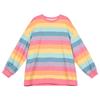 Hoodies Women Kawaii Rainbow Casual Loose Patchwork Harajuku Top Sweatshirt Clothes