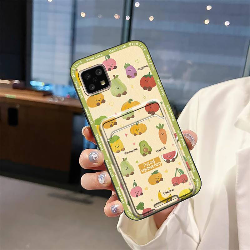 Silicone Cute Phone Case For Sharp Aquos Sense4 4G/Sense 5G Shockproof Back Cover Protective Durable Card Slot Graffiti