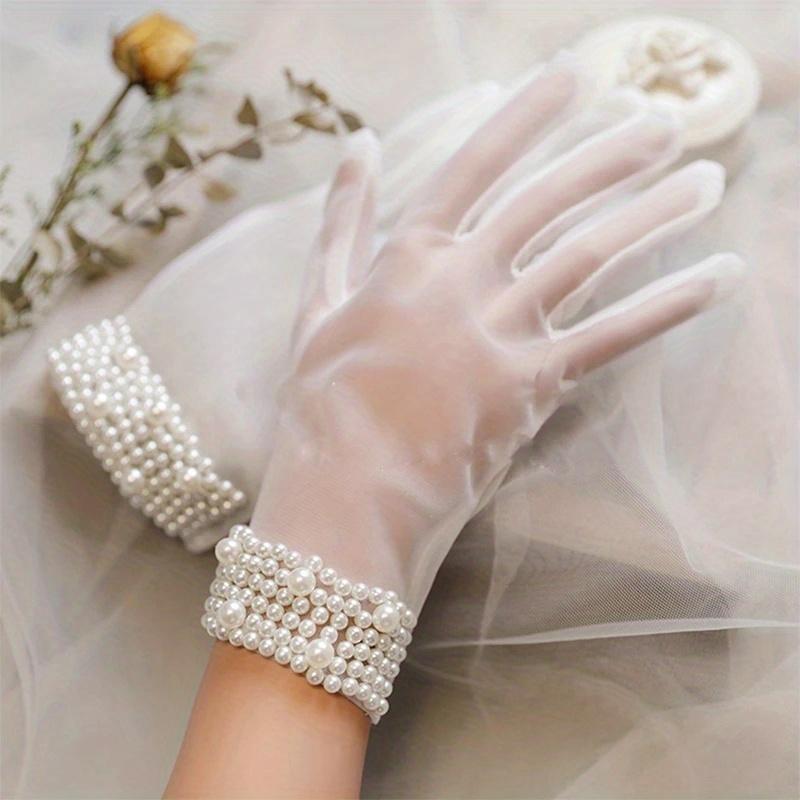 Meier I 47824 lace pearl wedding gloves lace pearl gloves белый
