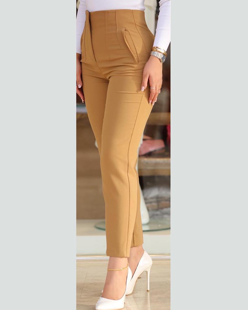 2024 Spring/Summer Women's Casual Slim Fit Versatile Nine-Point Commuting Suit Pants