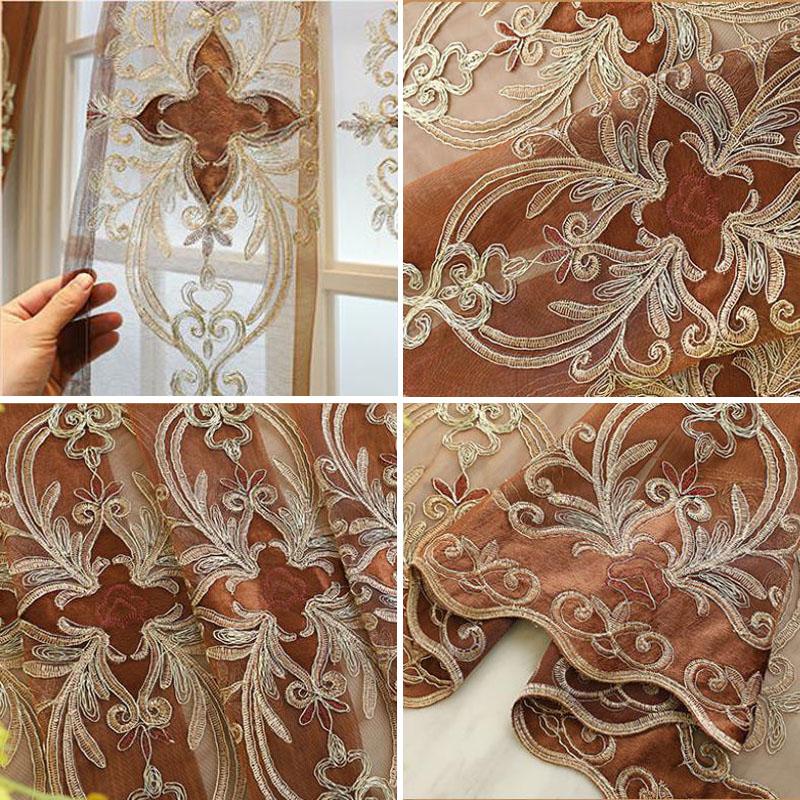 Screen Curtains Living Room Partition Yarn Luxury Curtain Balcony Bedroom Embroidered Sunshade Screen Curtain Rod Chinese Style