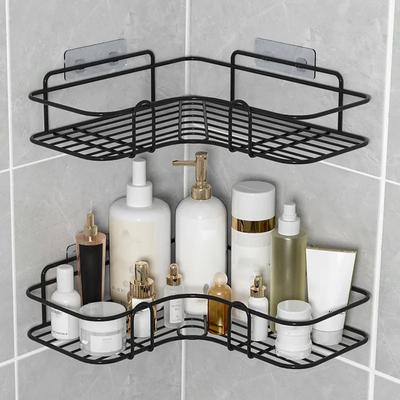 1PC Bathroom Shelf Wall Mounted Corner Storage Shelves Shampoo Holder Cosmetic Rack Iron Shower Drain Basket Bathroom Organizer