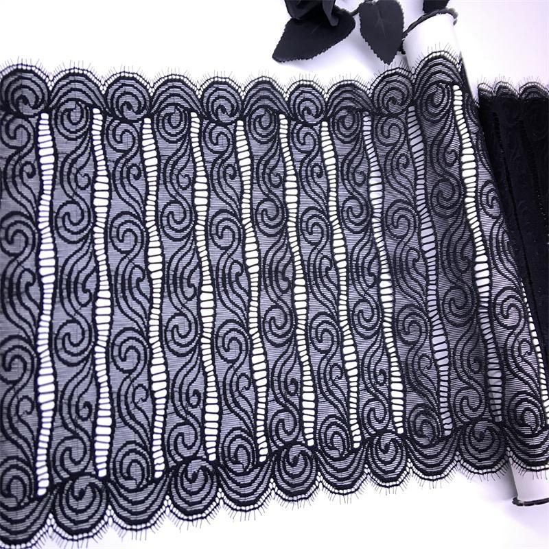 24.5cm wide Elastic Chantilly Lace, Spandex Eyelash Mesh Lace Fabric for Lingerie, Bra, Underwear, Garment, Sewing & Crafting