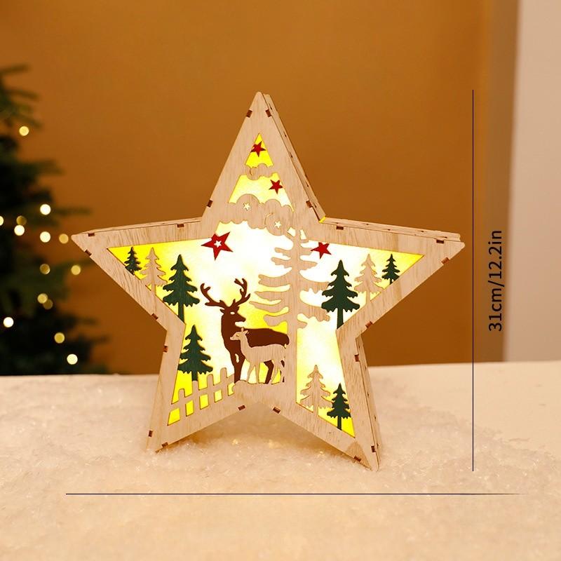 

Дерево Рождественское Деревянное Светящееся Украшение Дизайн Снеговика Праздничные Принадлежности Декор Large Star Deer