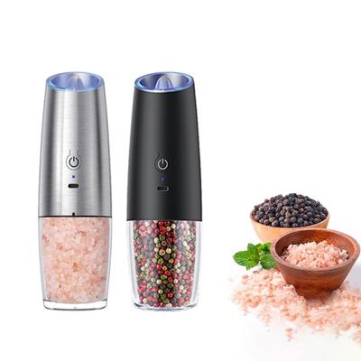 Electric Salt Pepper Grinder Set 6oz Capacity Adjustable Coarseness Pepper Shaker LED Light One Hand Operated Spice Grinder