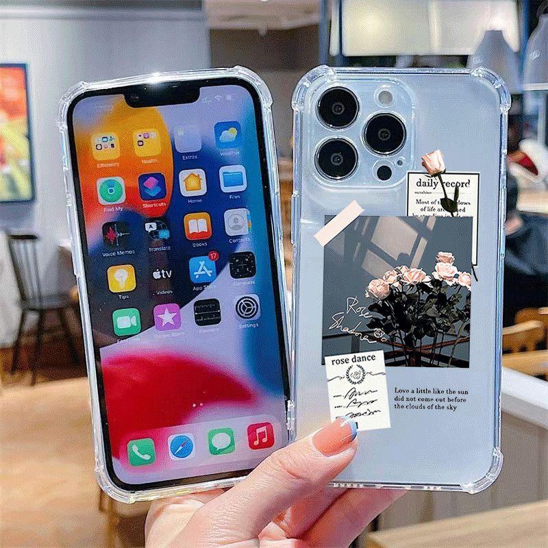 Transparente Vier-Ecken-Anti-Sturz-Handyhülle für IPhone 16 für Apple Handyhülle 13 Rundumschutz Cartoon Niedlich Mode Frauen