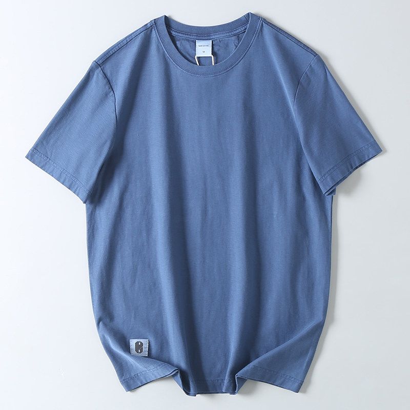 from Foreign Trade Export: Men's American Retro Short-Sleeve T-Shirt, Summer Pure Cotton, Vintage-Style, Round Neck, Solid Color, Loose Fit, Trendy