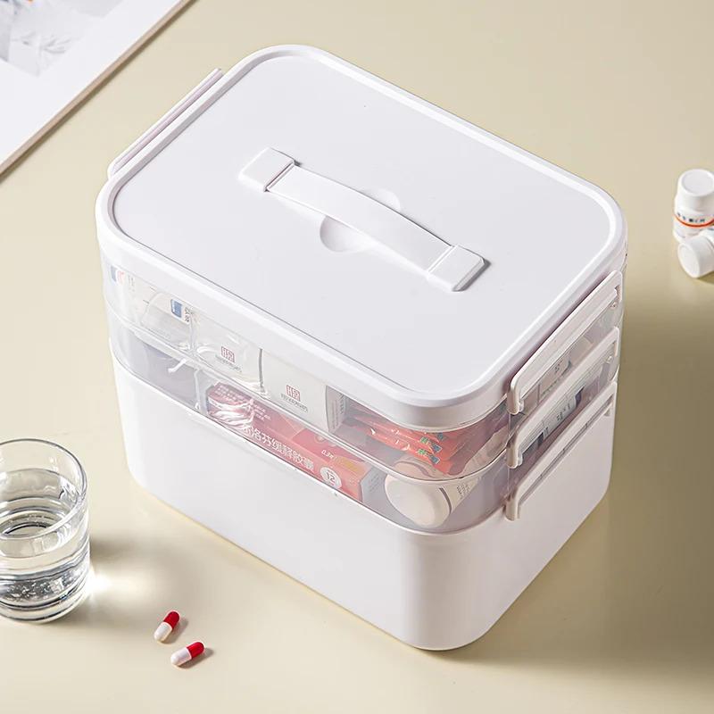 1PC large capacity storage box, portable multi-layer design, organizer for home medical drugs, very practical