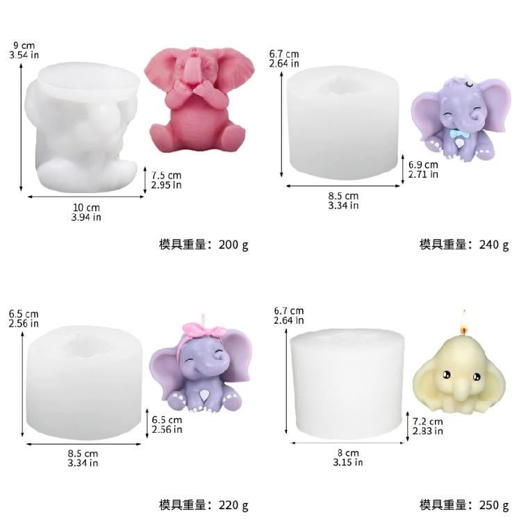 Wiederverwendbare Hitzebeständige Elefanten-Dekorationsformen, Design mit einfacher Entformung, Geeignet für Kerzenherstellung und Festival-Bastelarbeiten