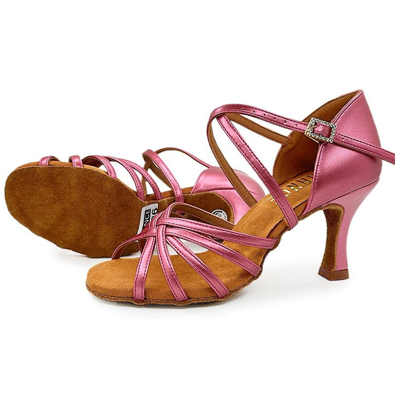 Modne Damskie Buty do Tańca Towarzyskiego Balowego Latin Tango Walc Cha Cha PU Obcas Wysoki 8CM