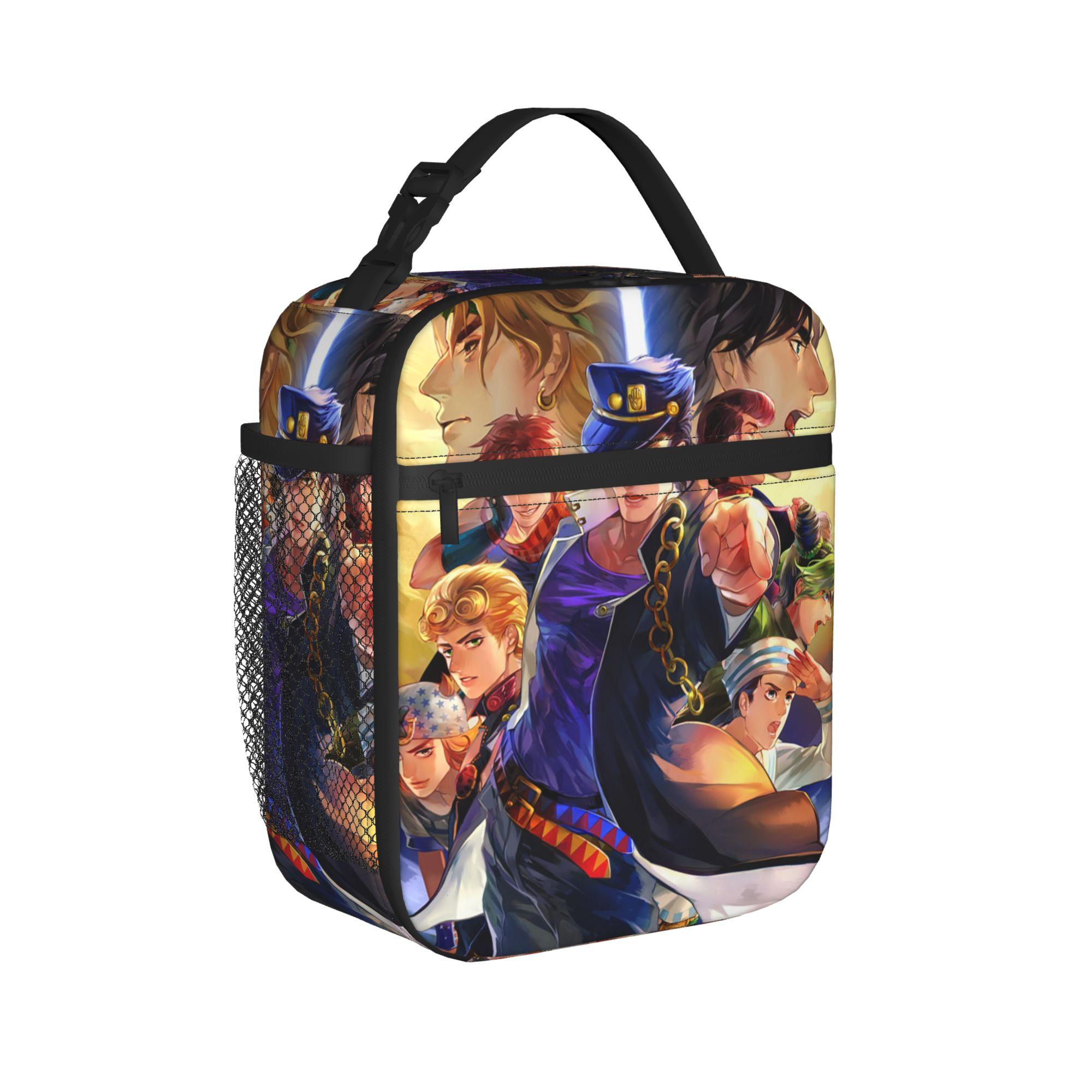 J-Jojo Anime Bizarres Insulated Lunch Bag Leakproof Joestar Joseph J Meal Container Cooler Bag Tote Lunch Box College Food Bag One Size
